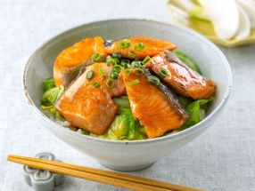 Butter Ponzu Donburi with Cabbage and Salmon